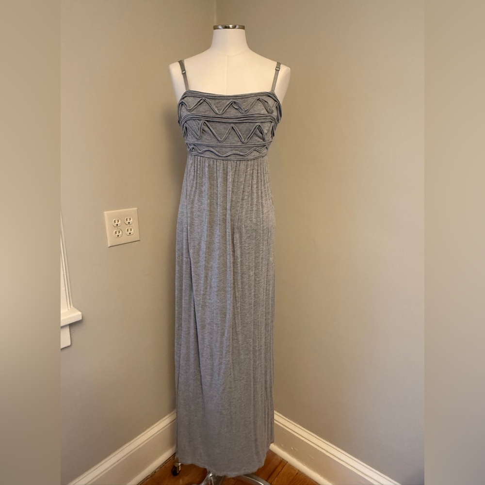 Max Studio Gray Maxi Dress with Geometric Detail